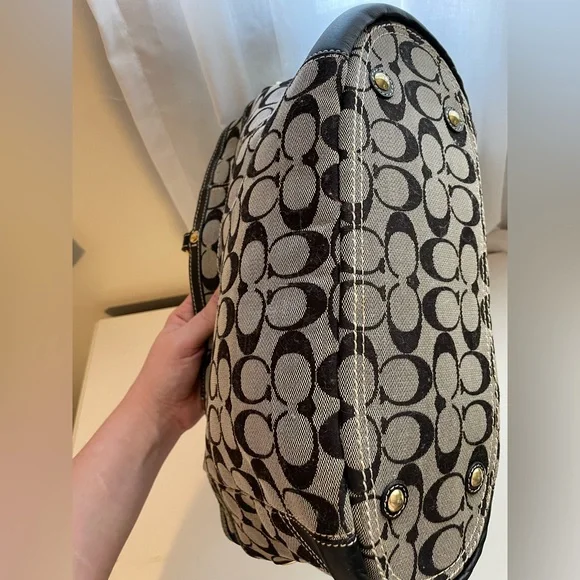 Coach Monogram Poppy Black and Tan Signature Tote Bag - Picture 12 of 12